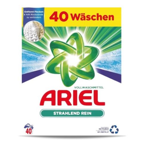 Ariel Strahlend Rein Proszek do Prania Uniwersalny 40 prań (Niemcy) Ariel Strahlend Rein Proszek do Prania Uniwersalny 40 prań (Niemcy)