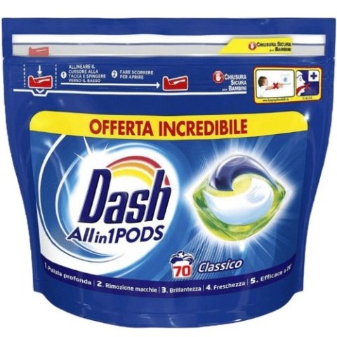 Dash All in 1 Classico Pods Kapsułki do Prania 70 szt. (Francja) Dash All in 1 Classico Pods Kapsułki do Prania 70 szt. (Francja)