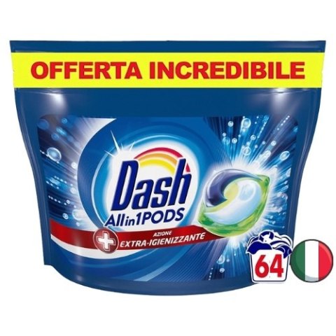 Dash All in 1 Pods Extra Igienizzante Uniwersalne Kapsułki do Prania 64 szt. (Włochy) Dash All in 1 Pods Extra Igienizzante Uniwersalne Kapsułki do Prania 64 szt. (Włochy)