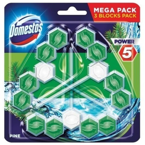 Domestos Power 5 Pine Kostki Zawieszki do Toalety WC Sosnowe 3x55g Domestos Power 5 Pine Kostki Zawieszki do Toalety WC Sosnowe 3x55g