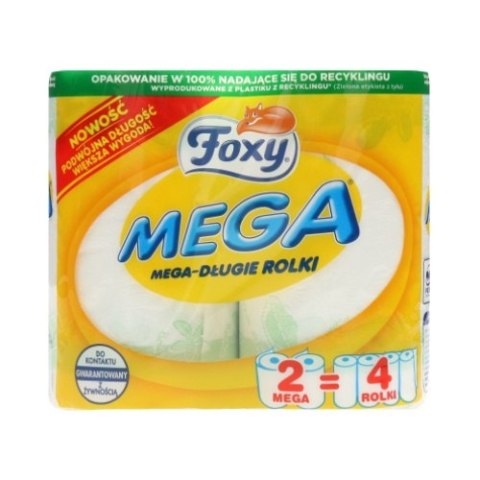 FOXY Kuchenny Ręcznik Papierowy Mega Długie Rolki 2 Rolki jak 4 FOXY Kuchenny Ręcznik Papierowy Mega Długie Rolki 2 Rolki jak 4