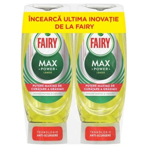 Fairy Max Power Lemon Cytrynowy Płyn do Mycia Naczyń Zestaw 2 x 450 ml = 900 ml Fairy Max Power Lemon Cytrynowy Płyn do Mycia Naczyń Zestaw 2 x 450 ml = 900 ml