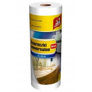 Jan Niezbędny Ścierki Ściereczki Uniwersalne na Rolce Białe 25x30cm 50 szt.