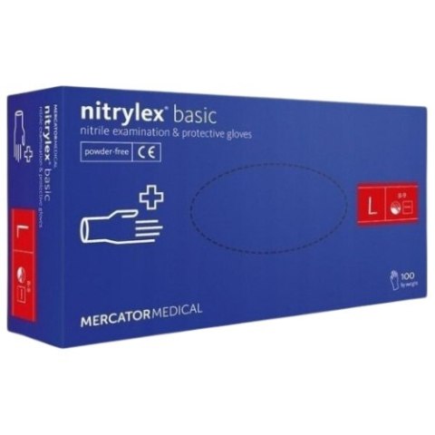 MERCATOR Nitrylex Rękawiczki Jednorazowe Nitrylowe Bezpudrowe Niebieskie L 8-9 100 szt. MERCATOR Nitrylex Rękawiczki Jednorazowe Nitrylowe Bezpudrowe Niebieskie L 8-9 100 szt.