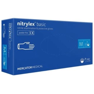 MERCATOR Nitrylex Rękawiczki Jednorazowe Nitrylowe Bezpudrowe Niebieskie M 7-8 100 szt.