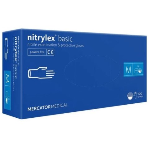 MERCATOR Nitrylex Rękawiczki Jednorazowe Nitrylowe Bezpudrowe Niebieskie M 7-8 100 szt. MERCATOR Nitrylex Rękawiczki Jednorazowe Nitrylowe Bezpudrowe Niebieskie M 7-8 100 szt.