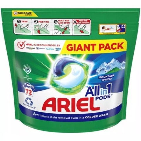 Ariel All in 1 Mountain Spring Kapsułki do Prania Białego Mega Paka 72 szt. Ariel All in 1 Mountain Spring Kapsułki do Prania Białego Mega Paka 72 szt.