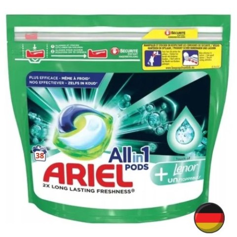 Ariel Touch of Lenor Uniwersalne Kapsułki do Prania z Zapachem 38 szt. (Niemcy) Ariel Touch of Lenor Uniwersalne Kapsułki do Prania z Zapachem 38 szt. (Niemcy)