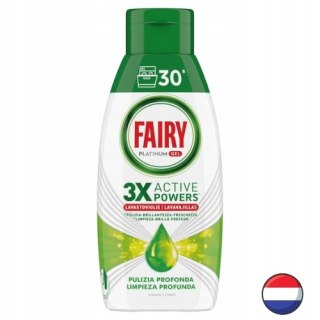 Fairy Platinum Żel do Zmywarki Głęboko Oczyszczający Lemon Cytrynowy 50 cykli (Holandia)