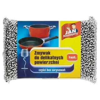 Jan Niezbędny Gąbka Zmywak Kuchenny do Delikatnych Powierzchni Teflonu Srebrny 1+1 szt.