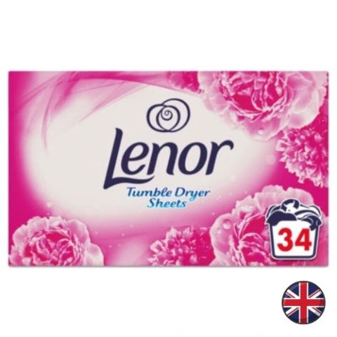 Lenor Pink Blossom Kwiatowe Chusteczki Zapachowe do Suszarek 34 szt. (Wielka Brytania) Lenor Pink Blossom Kwiatowe Chusteczki Zapachowe do Suszarek 34 szt. (Wielka Brytania)